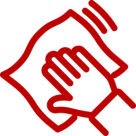 an icon of a hand using a rag