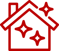 an icon of a house with sparkles